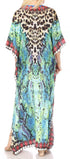 Vestido caftán largo Sakkas Georgettina con escote en V y cristales fluidos