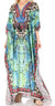 Vestido caftán largo Sakkas Georgettina con escote en V y cristales fluidos