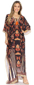 Vestido caftán largo Sakkas Georgettina con escote en V y cristales fluidos