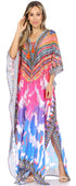 Vestido caftán largo Sakkas Georgettina con escote en V y cristales fluidos