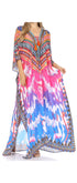 Vestido caftán largo Sakkas Georgettina con escote en V y cristales fluidos