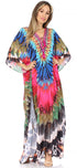 Vestido caftán largo Sakkas Georgettina con escote en V y cristales fluidos