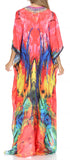 Vestido caftán largo Sakkas Georgettina con escote en V y cristales fluidos