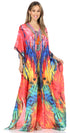 Vestido caftán largo Sakkas Georgettina con escote en V y cristales fluidos