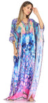 Vestido caftán largo Sakkas Georgettina con escote en V y cristales fluidos