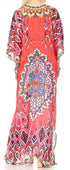 Vestido caftán largo Sakkas Georgettina con escote en V y cristales fluidos