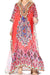 Vestido caftán largo Sakkas Georgettina con escote en V y cristales fluidos