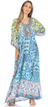 Vestido caftán largo Sakkas Georgettina con escote en V y cristales fluidos
