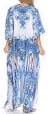 Vestido caftán largo Sakkas Georgettina con escote en V y cristales fluidos