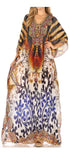 Vestido caftán largo Sakkas Georgettina con escote en V y cristales fluidos
