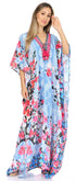 Vestido caftán largo Sakkas Georgettina con escote en V y cristales fluidos
