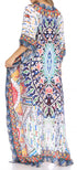 Vestido caftán largo Sakkas Georgettina con escote en V y cristales fluidos