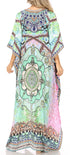 Vestido caftán largo Sakkas Georgettina con escote en V y cristales fluidos