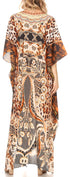 Vestido caftán largo Sakkas Georgettina con escote en V y cristales fluidos