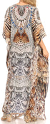Vestido caftán largo Sakkas Georgettina con escote en V y cristales fluidos