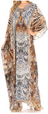 Vestido caftán largo Sakkas Georgettina con escote en V y cristales fluidos