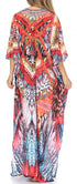 Vestido caftán largo Sakkas Georgettina con escote en V y cristales fluidos