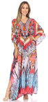 Vestido caftán largo Sakkas Georgettina con escote en V y cristales fluidos