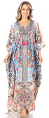 Vestido caftán largo Sakkas Georgettina con escote en V y cristales fluidos