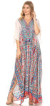 Vestido caftán largo Sakkas Georgettina con escote en V y cristales fluidos