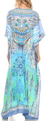 Vestido caftán largo Sakkas Georgettina con escote en V y cristales fluidos