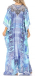 Vestido caftán largo Sakkas Georgettina con escote en V y cristales fluidos