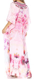 Vestido caftán largo Sakkas Georgettina con escote en V y cristales fluidos