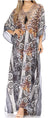 Vestido caftán largo Sakkas Georgettina con escote en V y cristales fluidos