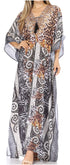 Vestido caftán largo Sakkas Georgettina con escote en V y cristales fluidos