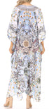 Vestido caftán largo Sakkas Georgettina con escote en V y cristales fluidos