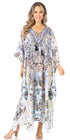 Vestido caftán largo Sakkas Georgettina con escote en V y cristales fluidos