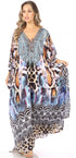 Vestido caftán largo Sakkas Georgettina con escote en V y cristales fluidos