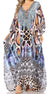 Vestido caftán largo Sakkas Georgettina con escote en V y cristales fluidos