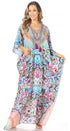 Vestido caftán largo Sakkas Georgettina con escote en V y cristales fluidos