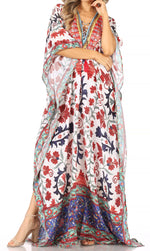 Vestido caftán largo Sakkas Georgettina con escote en V y cristales fluidos