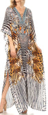 Vestido caftán largo Sakkas Georgettina con escote en V y cristales fluidos