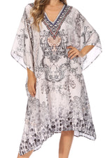 Sakkas MiuMiu Ligthweight Summer Printed Short Caftan Dress / Cover Up