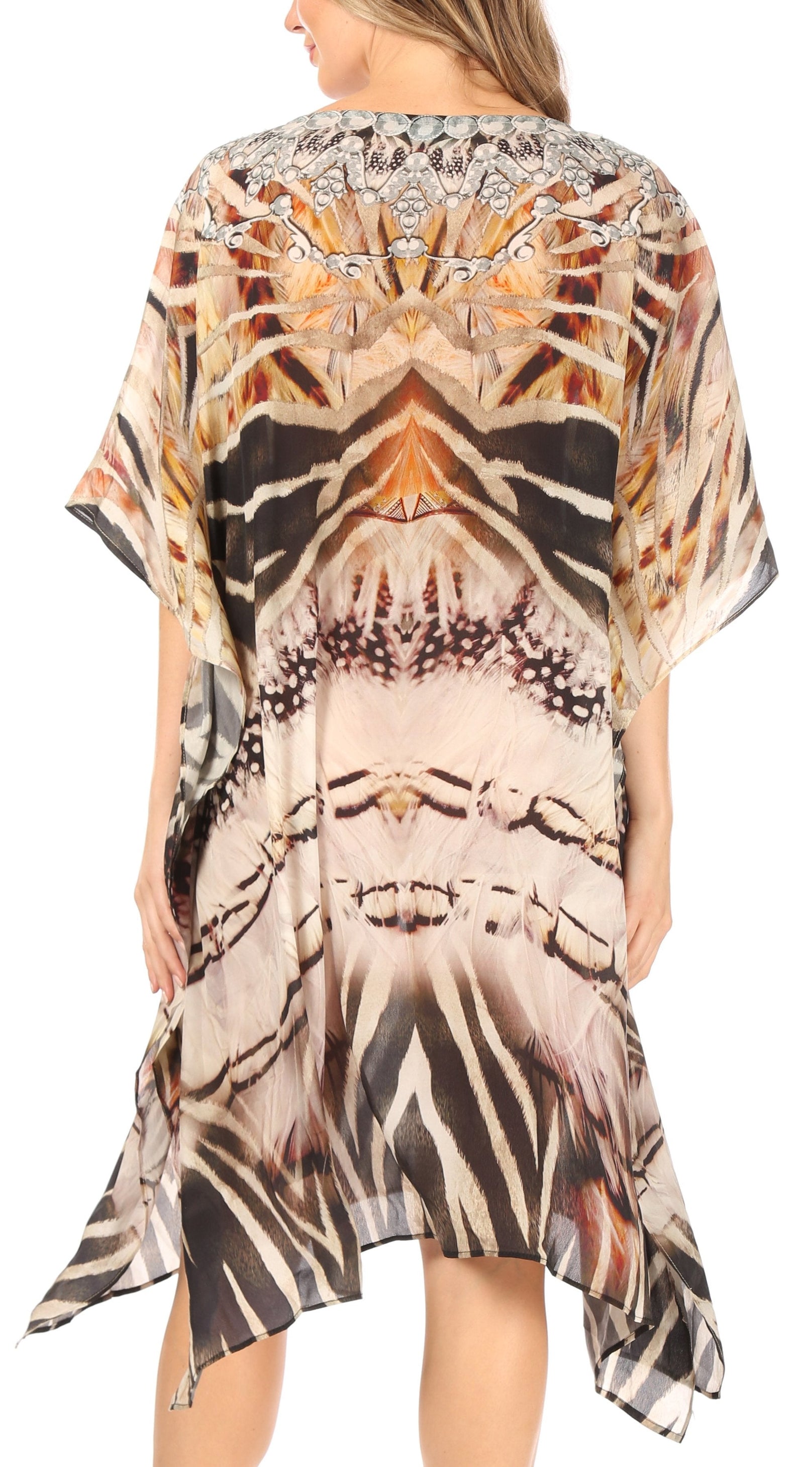Sakkas MiuMiu Ligthweight Summer Printed Short Caftan Dress / Cover Up