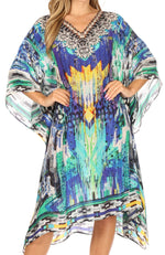 Sakkas MiuMiu Ligthweight Summer Printed Short Caftan Dress / Cover Up