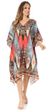 Sakkas MiuMiu Ligthweight Summer Printed Short Caftan Dress / Cover Up