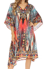 Sakkas MiuMiu Ligthweight Summer Printed Short Caftan Dress / Cover Up