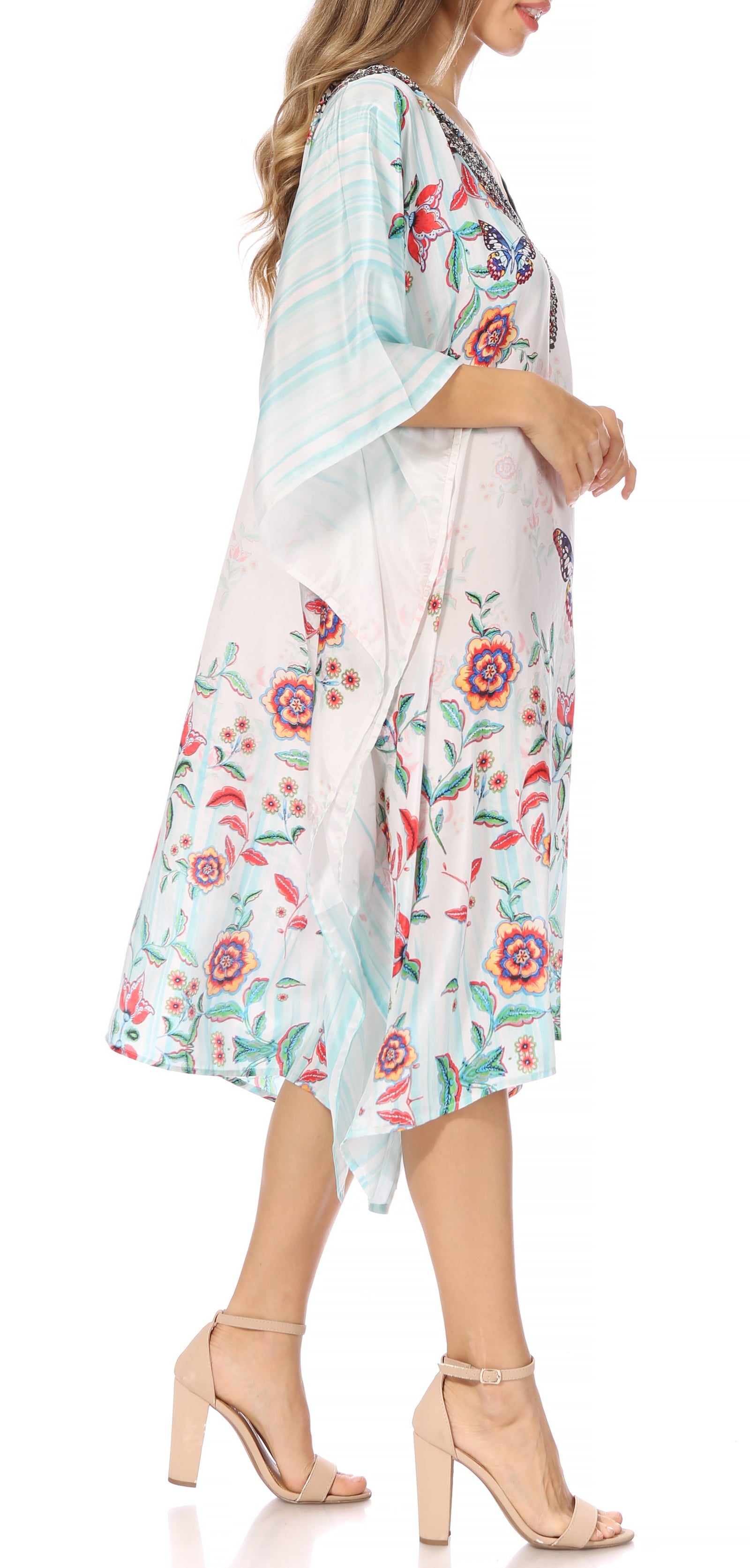 Sakkas MiuMiu Ligthweight Summer Printed Short Caftan Dress / Cover Up