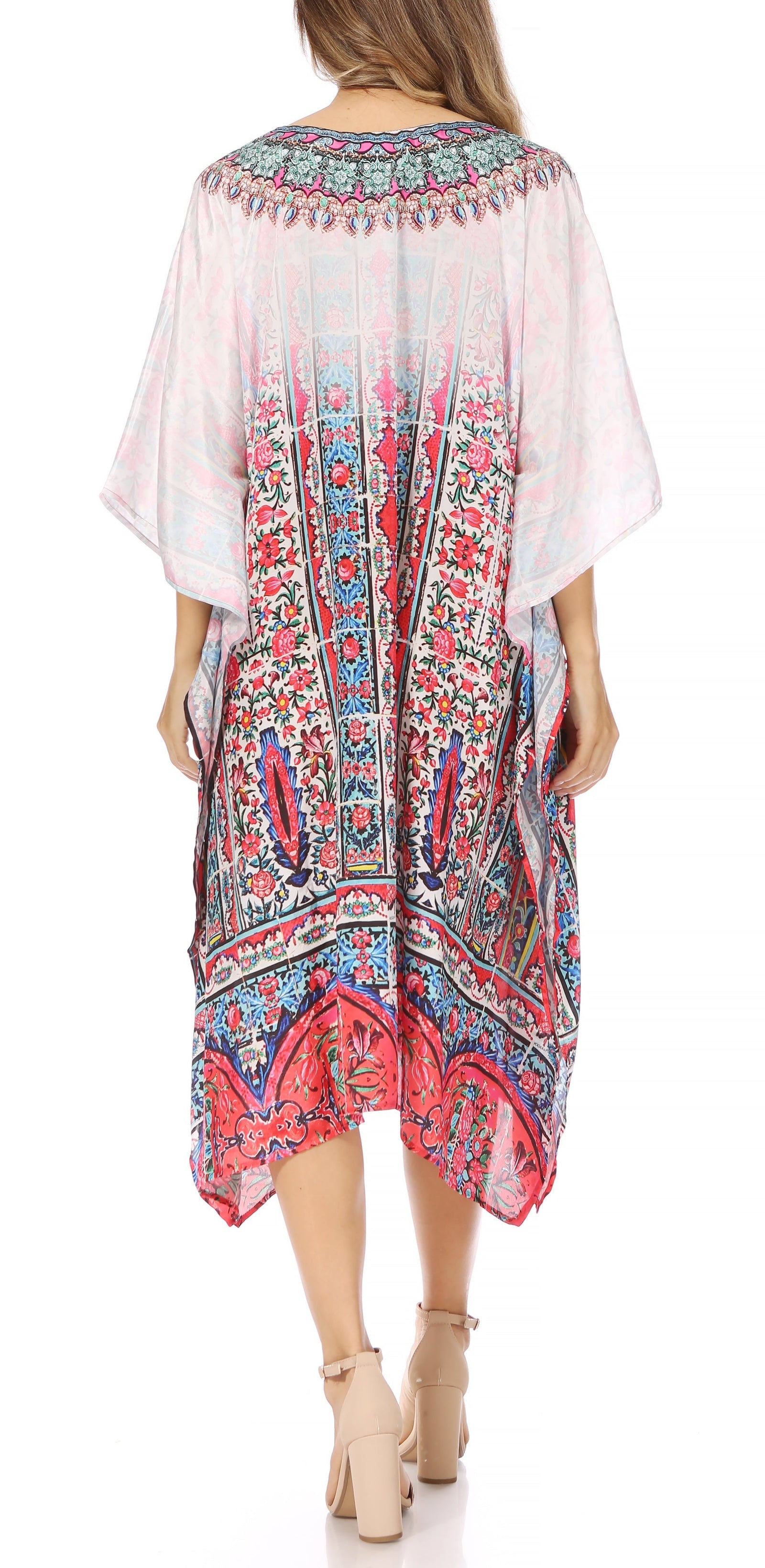 Sakkas MiuMiu Ligthweight Summer Printed Short Caftan Dress / Cover Up