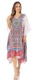 Sakkas MiuMiu Ligthweight Summer Printed Short Caftan Dress / Cover Up