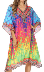Sakkas MiuMiu Ligthweight Summer Printed Short Caftan Dress / Cover Up