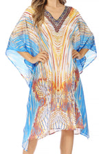 Sakkas MiuMiu Ligthweight Summer Printed Short Caftan Dress / Cover Up