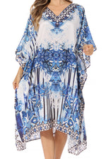 Sakkas MiuMiu Ligthweight Summer Printed Short Caftan Dress / Cover Up