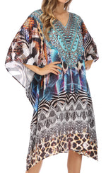 Sakkas MiuMiu Ligthweight Summer Printed Short Caftan Dress / Cover Up
