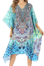 Sakkas MiuMiu Ligthweight Summer Printed Short Caftan Dress / Cover Up