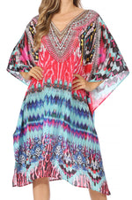 Sakkas MiuMiu Ligthweight Summer Printed Short Caftan Dress / Cover Up